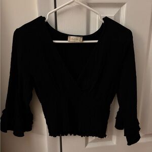 Altar'd State Black Ruffle Sleeve Blouse